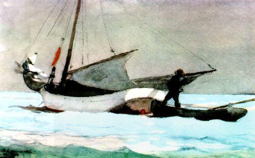 Winslow Homer Stowing the Sail, Bahamas China oil painting art